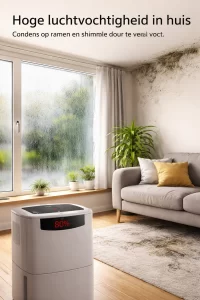 Condens en vocht in de woonkamer.