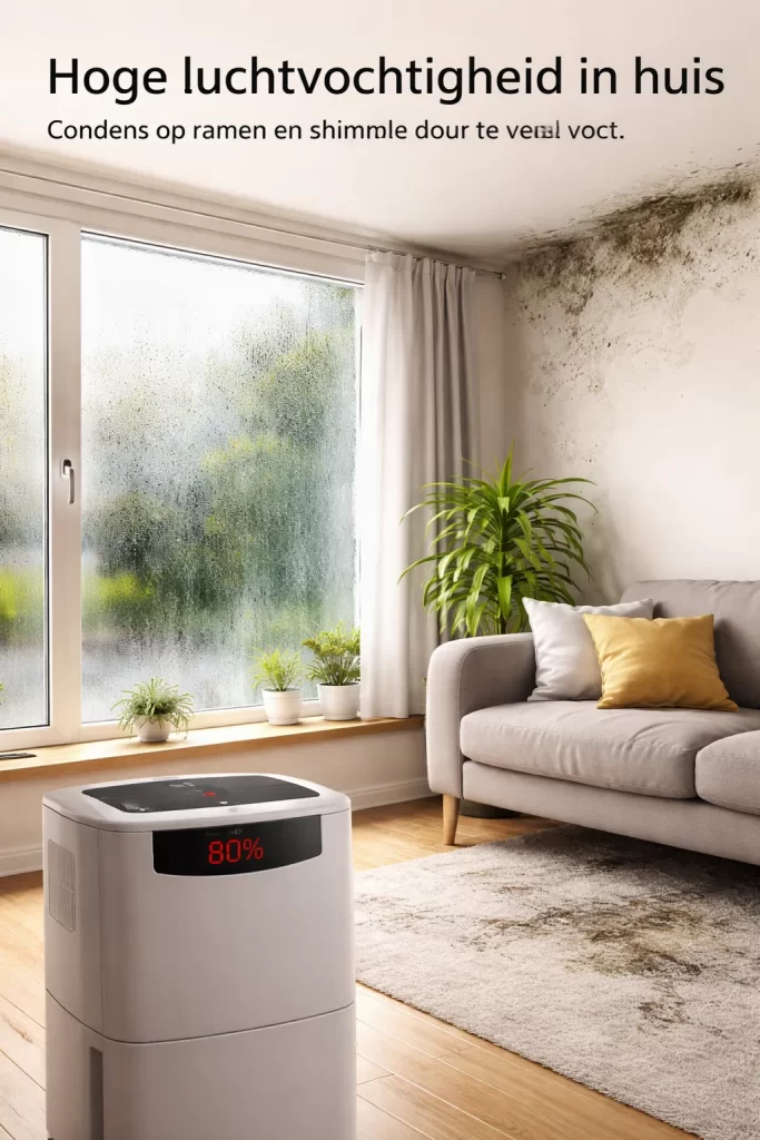 Condens en vocht in de woonkamer.