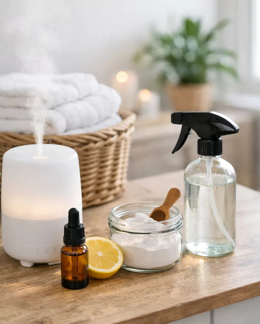 Frisse en schone producten om nare geuren in huis te verminderen.