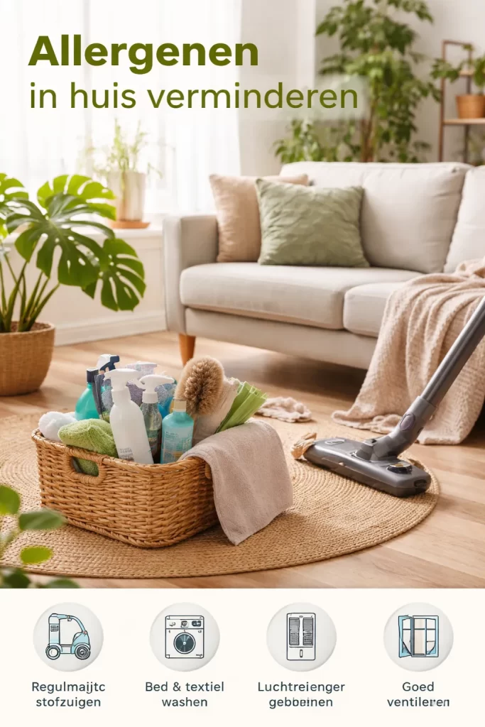 Een frisse, schone woonkamer met aandacht voor minder stof, pollen en huisstofmijt.